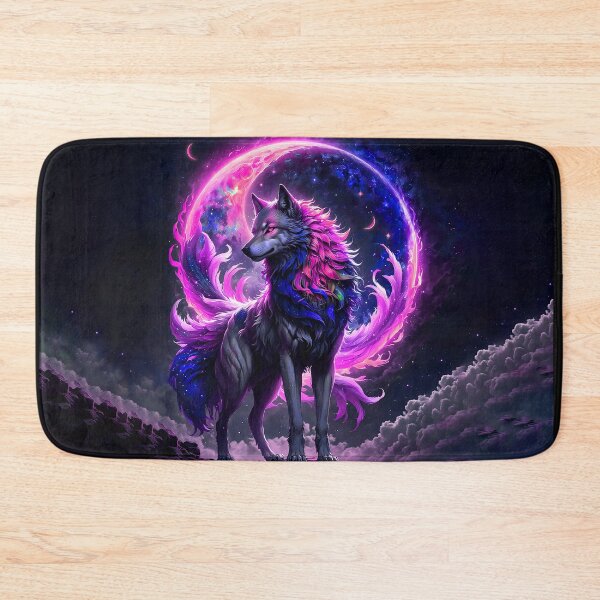 Item preview, Wolf Art Moon Galaxy Neon Purple designed and sold by BeebooDesign.