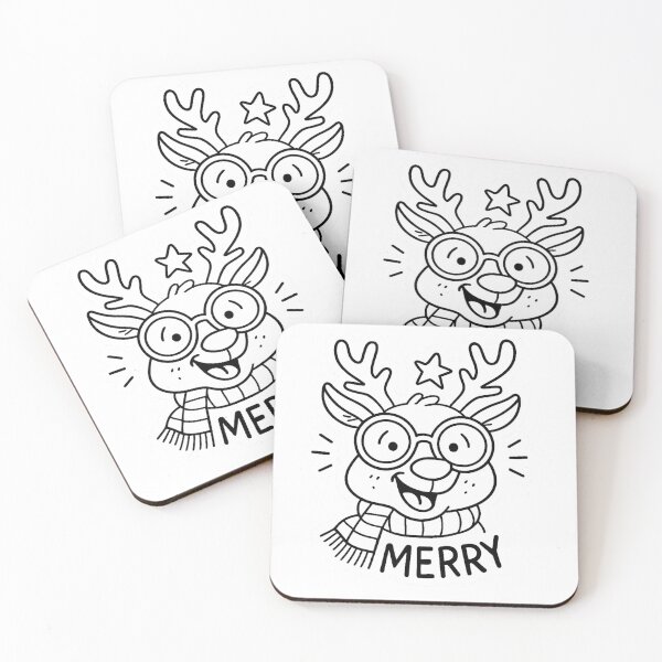 Item preview, Cute Reindeer Merry Coloring Page Outline designed and sold by Koalangel.