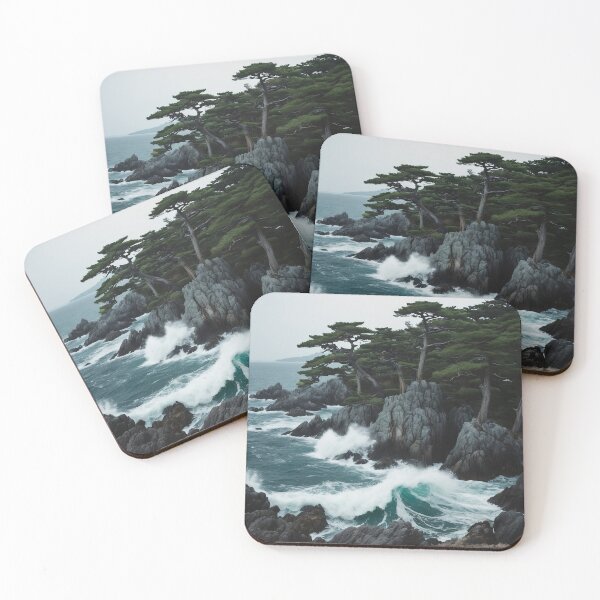 Item preview, "Marine Forest on Cliffs" designed and sold by Schoenenwald — Art Japonais, Zen & Nature.