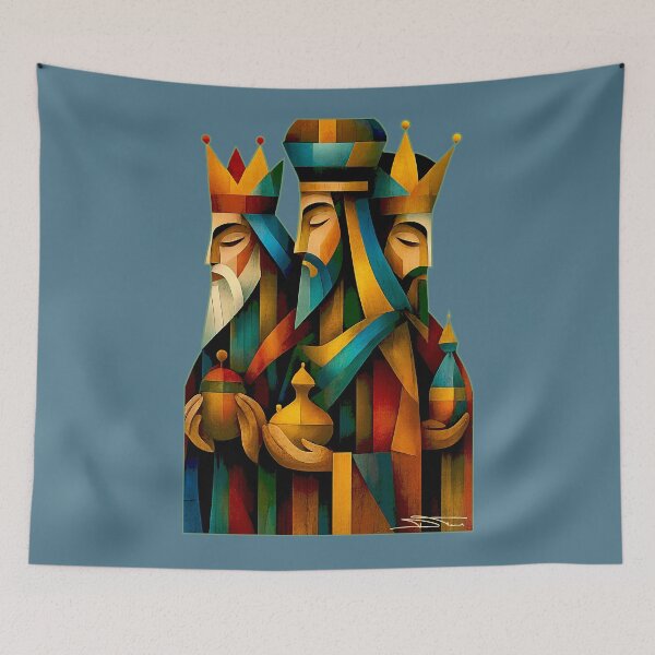 Item preview, Three Wise Men Abstract Nativity Art – Geometric Christmas Design designed and sold by SoLunAgua ..