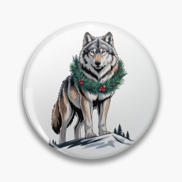 Artikelvorschau, Alpha-Wolf mit Weihnachtskranz Winter entworfen und verkauft von JediKittenWars.