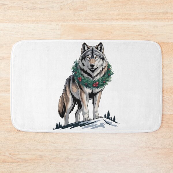 Item preview, Alpha Wolf With Christmas Wreath Winter designed and sold by JediKittenWars.