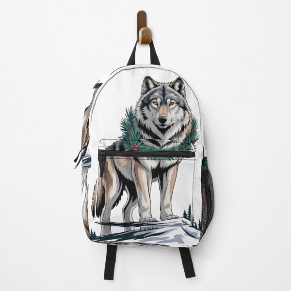 Item preview, Alpha Wolf With Christmas Wreath Winter designed and sold by JediKittenWars.