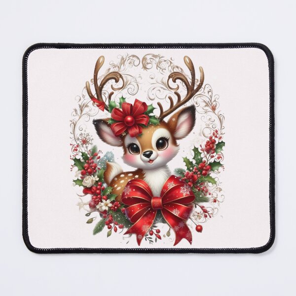 Item preview, Christmas Special Cute Reindeer Art With Festive Red Bow designed and sold by Kruti Collection.
