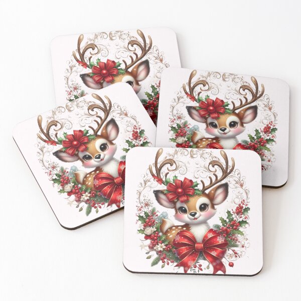 Item preview, Christmas Special Cute Reindeer Art With Festive Red Bow designed and sold by Kruti Collection.