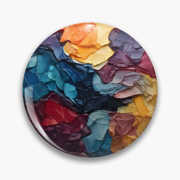 Item preview, Abstract impasto painting with rich texture and layers of vibrant orange, purple, blue, and yellow hues designed and sold by homydesign.