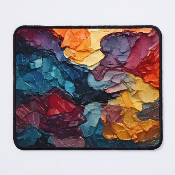 Item preview, Abstract impasto painting with rich texture and layers of vibrant orange, purple, blue, and yellow hues designed and sold by homydesign.