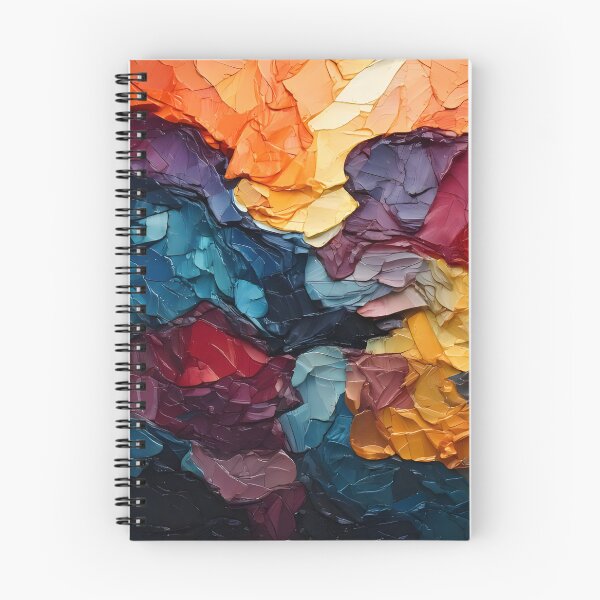 Item preview, Abstract impasto painting with rich texture and layers of vibrant orange, purple, blue, and yellow hues designed and sold by homydesign.
