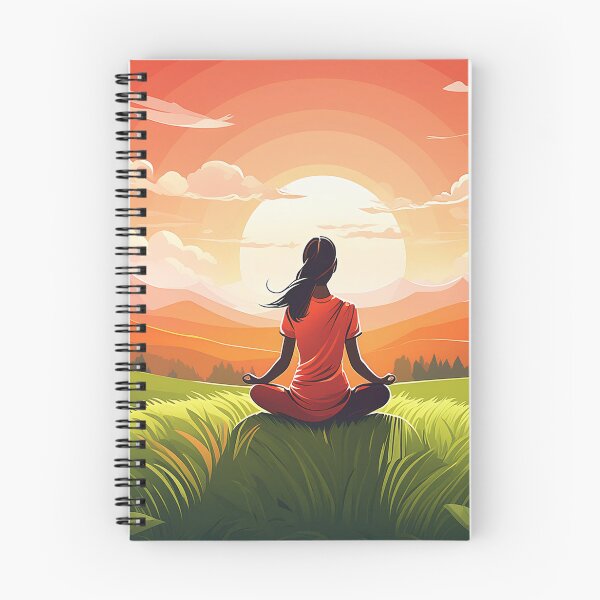Item preview, Silhouetted figure meditates in a serene sunset landscape designed and sold by homydesign.