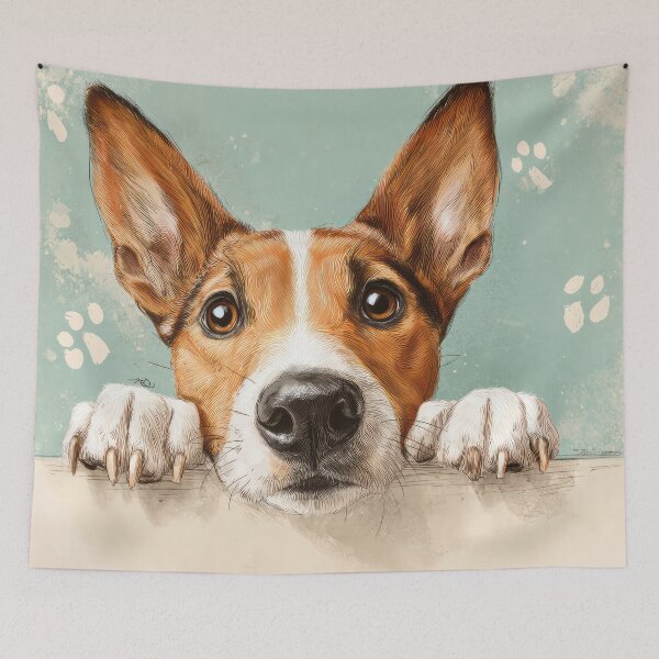 Item preview, Basenji Peeking over Wall 02 designed and sold by Elisabeth Lucas.