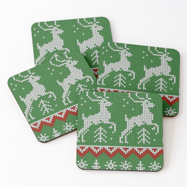 Item preview, Christmas Knitted Reindeer Pattern – Festive Green Holiday Design designed and sold by marta-print.
