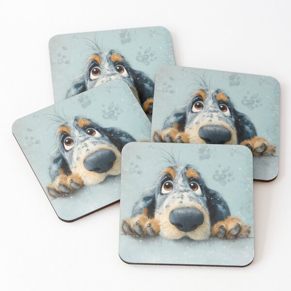 Item preview, Basset Bleu Peeking over Wall 01 designed and sold by Elisabeth Lucas.