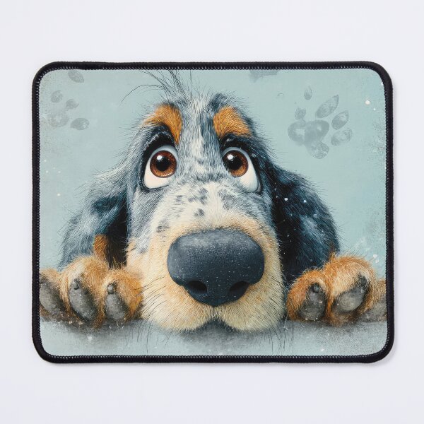 Item preview, Basset Bleu Peeking over Wall 01 designed and sold by Elisabeth Lucas.