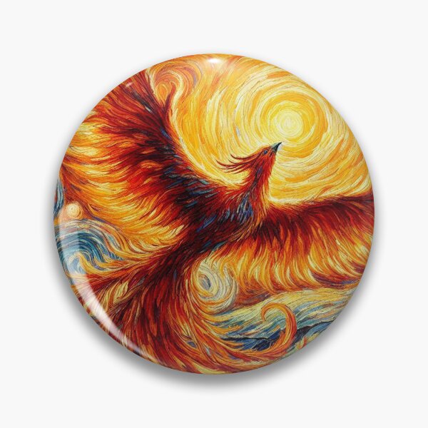 Item preview, Phoenix rising against a Van Gogh-style sunrise designed and sold by ArtwaveEmporium.