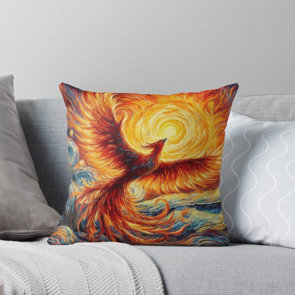 Item preview, Phoenix rising against a Van Gogh-style sunrise designed and sold by ArtwaveEmporium.