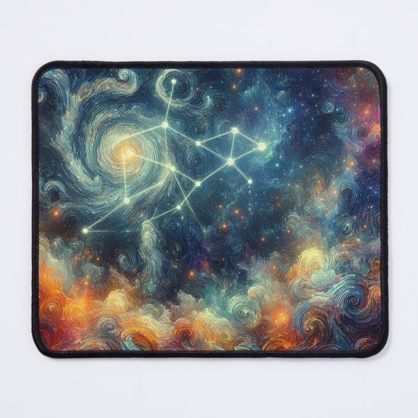Item preview, Zodiac constellation depicted over a Van Gogh-style starry sky designed and sold by ArtwaveEmporium.