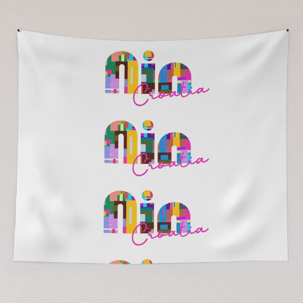 Item preview, Nin, Croatia, Croatia, Vibrant Abstract City Typography Art designed and sold by Wanderful-roads.