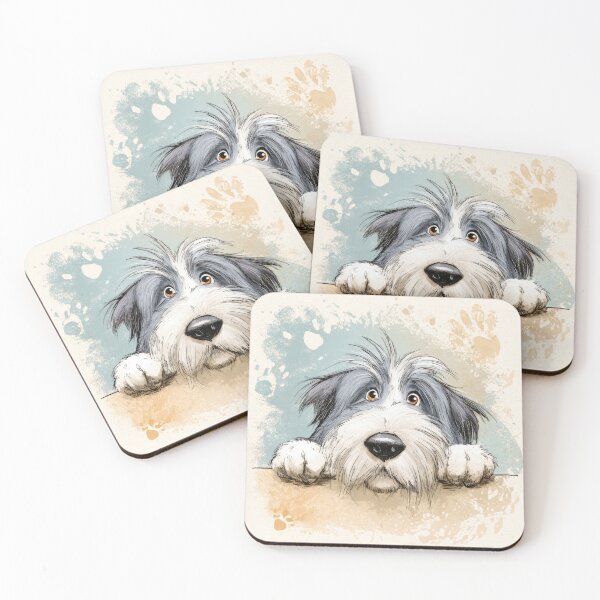 Item preview, Bearded Collie Peeking over Wall 01 designed and sold by Elisabeth Lucas.