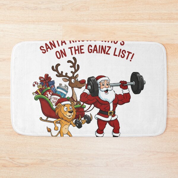 Item preview, Funny Weightlifting Santa Gainz List Christmas Cartoon designed and sold by zoughlal.