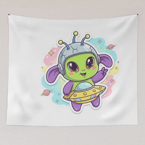 Item preview, Happy Little Alien Buddy - Cute Kawaii Extraterrestrial Character designed and sold by ToonyTeez.