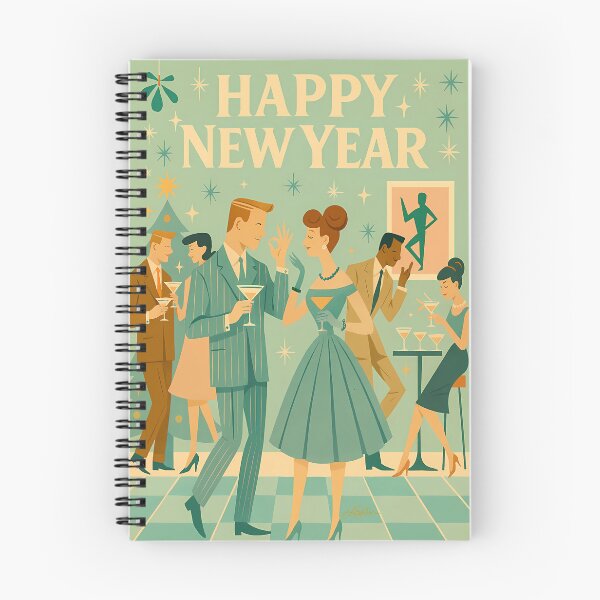 Item preview, Mid Century New Year's Eve Cocktail Party Martini Toke Dance   designed and sold by Lee Hiller Designs.