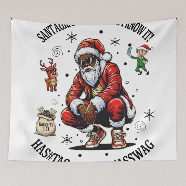 Item preview, Santagram Naughty and I Know It Christmas Swag designed and sold by zoughlal.