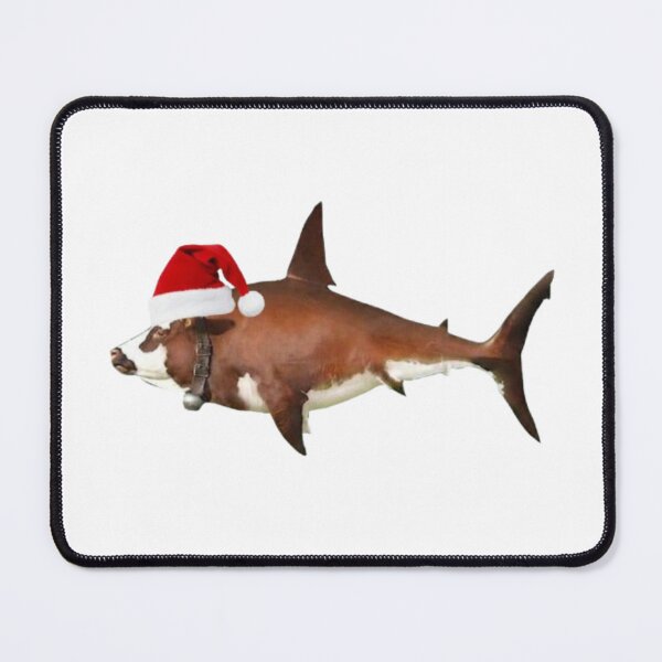 Item preview, Funny Christmas Cow Shark Wearing Santa Hat and Cowbell designed and sold by Aesthetic Crew.