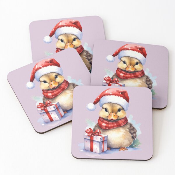 Item preview, Sitting duck with Christmas present in watercolor style designed and sold by LiskoDesign.