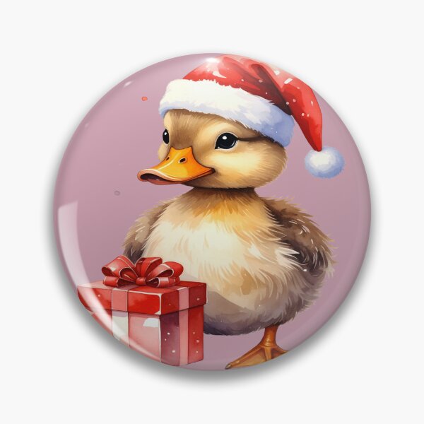 Item preview, Duck with Christmas present in watercolor style designed and sold by LiskoDesign.