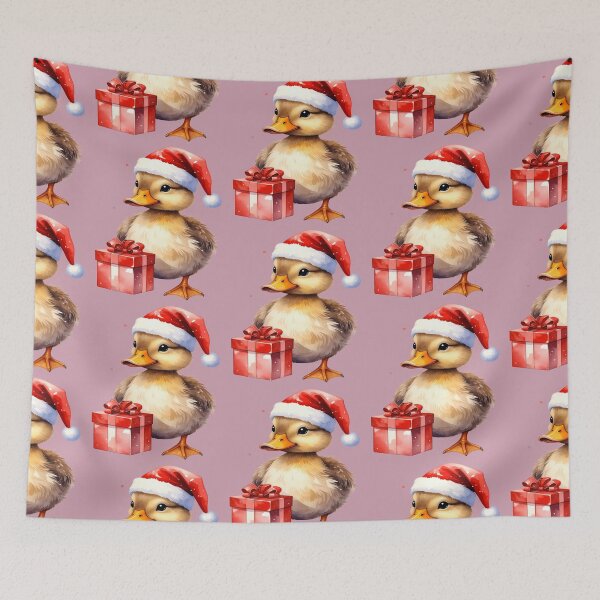 Item preview, Duck with Christmas present in watercolor style designed and sold by LiskoDesign.