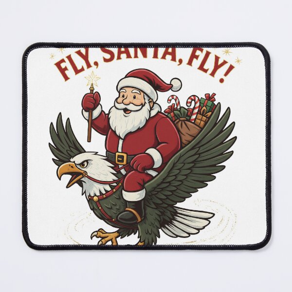 Item preview, Fly Santa Fly Riding Bald Eagle Action Christmas Graphic designed and sold by zoughlal.