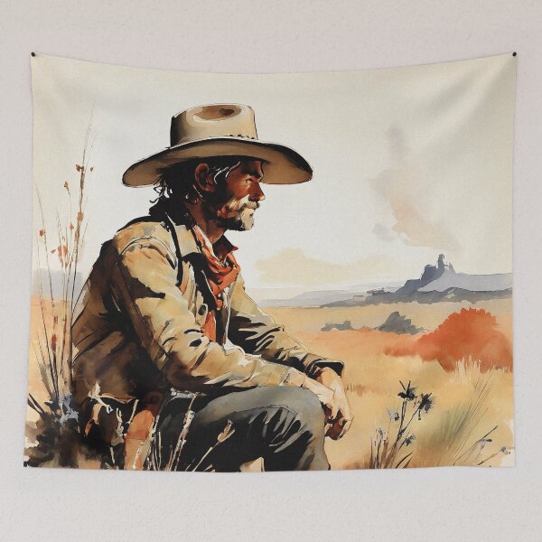 Item preview, Wild West Cowboy Gazing into the Horizon | Vintage Aesthetic designed and sold by UnhingedBird.
