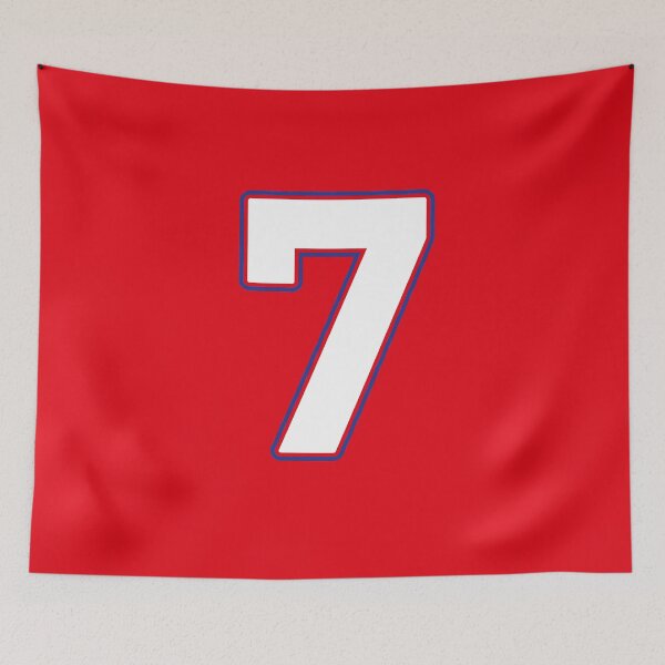 Item preview, Jersey Number 7 / Player Shirt Number Seven (White with Blue Outline) designed and sold by STUDIO-72.