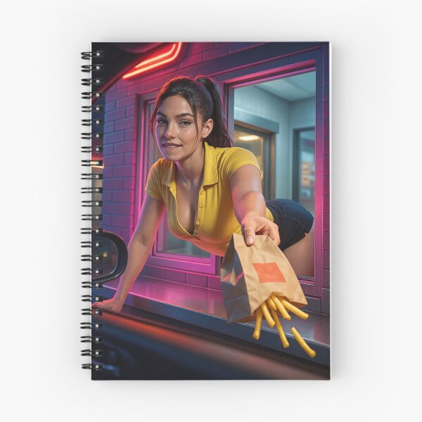 Item preview, Brunette serving fast food   designed and sold by CathryneDelamort.