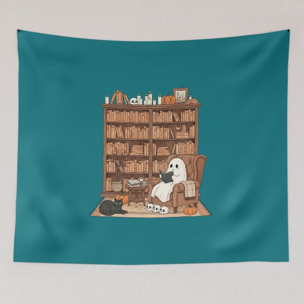 Item preview, Retro Ghost Reading Sweatshirt, Halloween Librarian Teacher Gift designed and sold by Nayeem967.