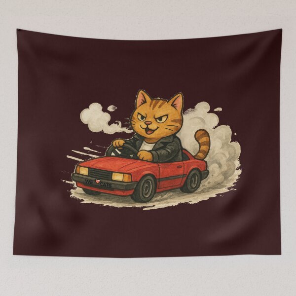 Item preview, Drift Master Cat – Cool Watercolor Drifting Kitty designed and sold by WeLoveCatss.