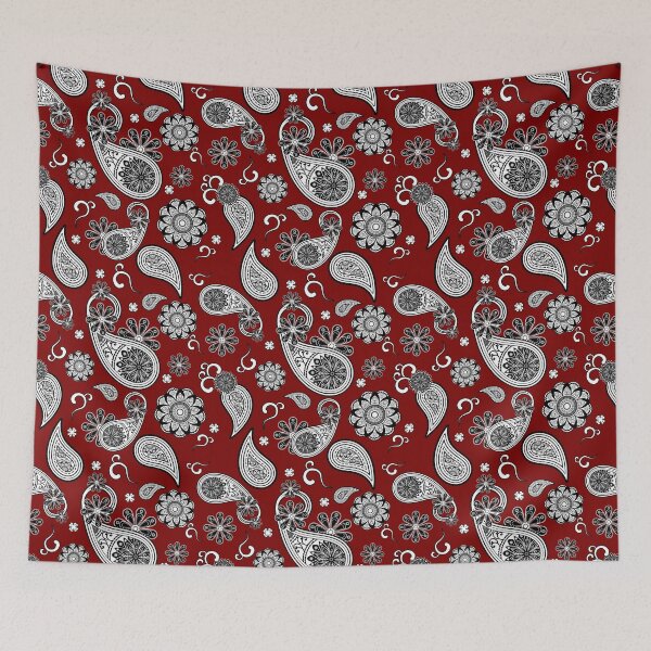 Item preview, Red and White Paisley Seamless Pattern , An intricate and rich seamless vector pattern featuring traditional Kashmiri/Indian paisley motifs (buta) and detailed mandala-style floral elements (flowers) designed and sold by HeartNJoyStudio.