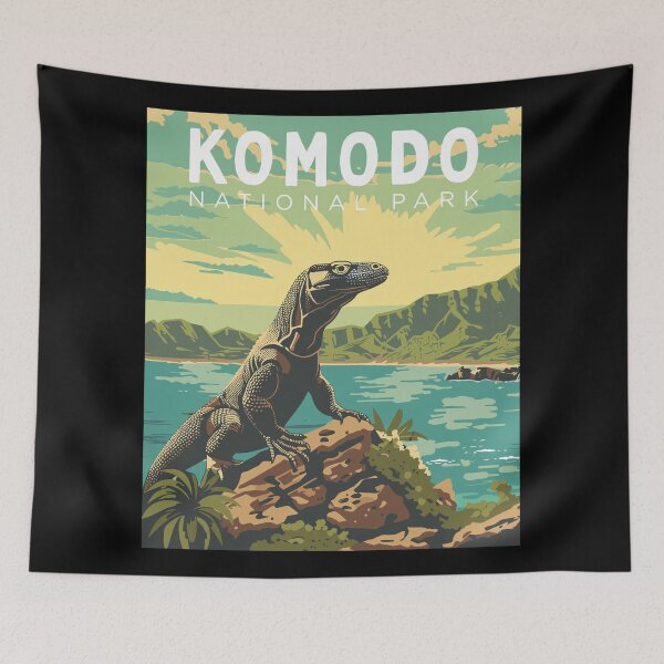 Item preview, Komodo National Park, Indonesia, Vintage Art Travel Landscape designed and sold by MaateoDesign.