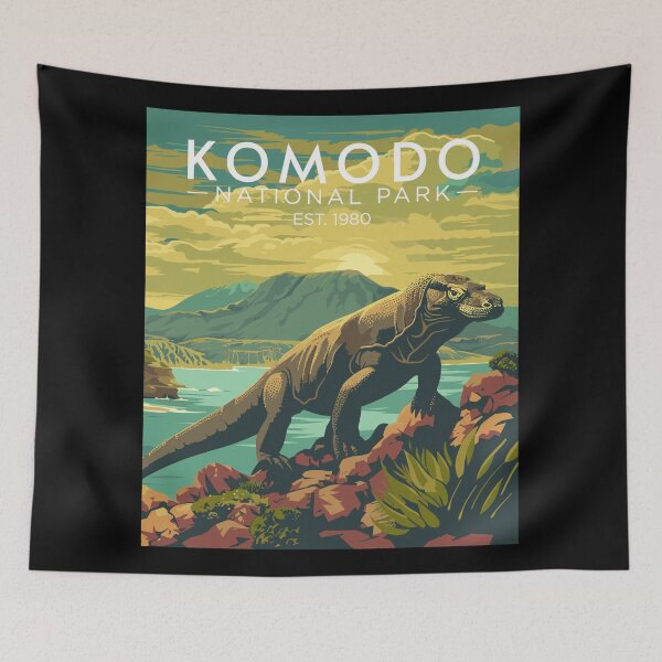 Item preview, Komodo National Park - Indonesia Vintage Art Travel Landscape designed and sold by MaateoDesign.