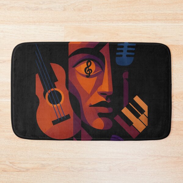 Item preview, MUSIC IS THE KEY | Unique Owlic Colorful Cubist Music Vision | Geometric Face with Guitar Piano Microphone Art Design | Cubism for Music Lovers designed and sold by Owlic.artwear.