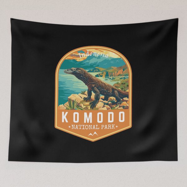 Item preview, Komodo National Park, Indonesia, Retro Travel Art Emblem designed and sold by MaateoDesign.