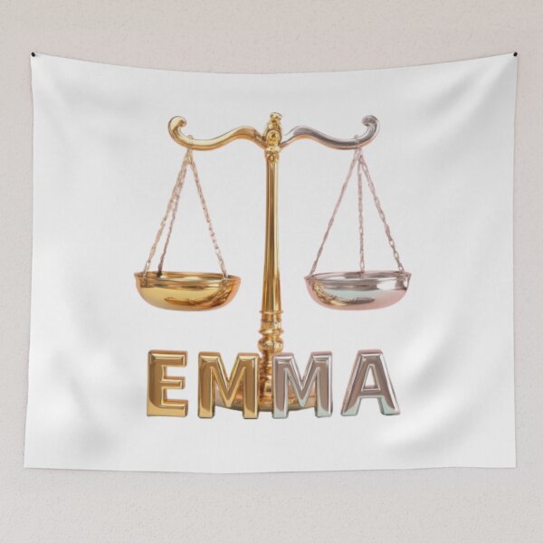 Item preview, Emma – 3D Golden Balance Scales Design designed and sold by AlexLineArt.
