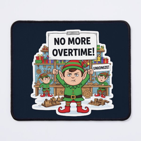 Item preview, Funny Christmas Elves On Strike designed and sold by Dakson Design - Fantasy Art.