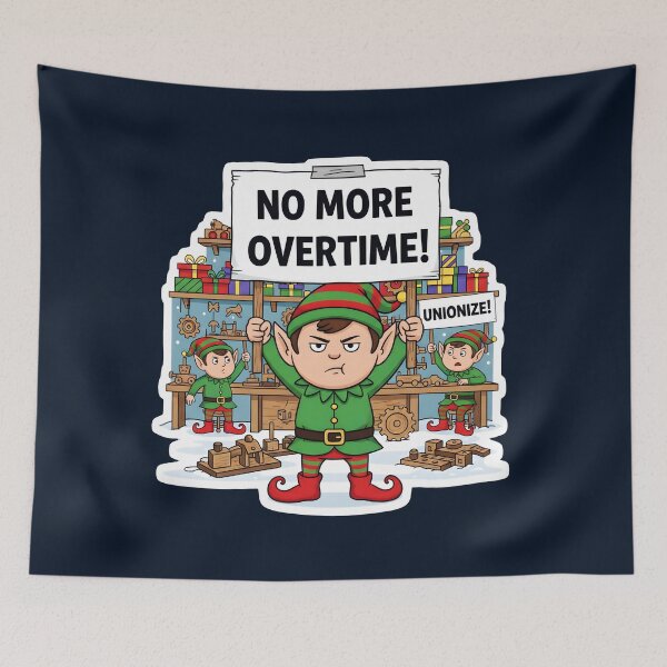Item preview, Funny Christmas Elves On Strike designed and sold by Dakson Design - Fantasy Art.