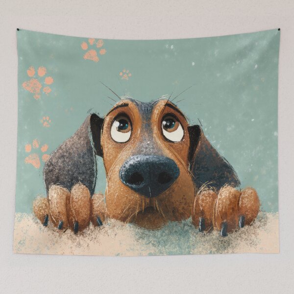 Item preview, Bavarian Mountain Hound Peeking over Wall 02 designed and sold by Elisabeth Lucas.