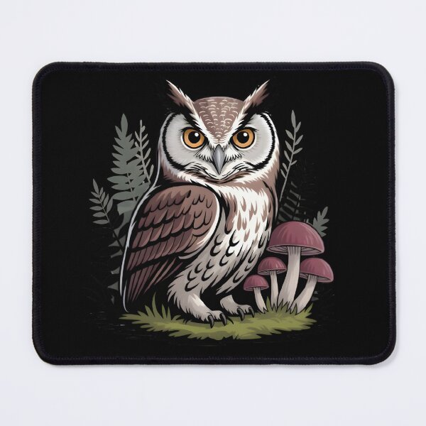 Item preview, Cottage Goth Owl with Forest Mushrooms Nature Illustration designed and sold by Karolina’s Cozy Creations.