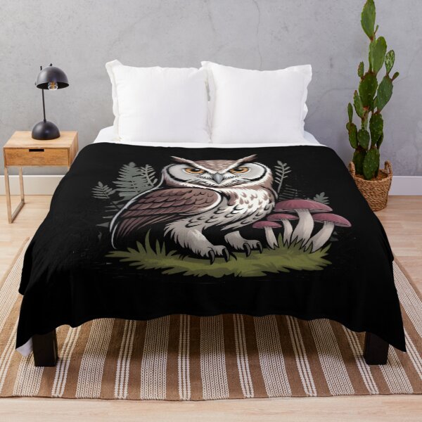 Item preview, Cottage Goth Owl with Forest Mushrooms Nature Illustration designed and sold by Karolina’s Cozy Creations.