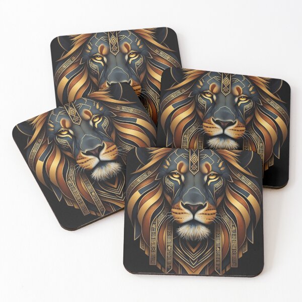 Item preview, The Guardian Lion – Majestic African Abstract Art designed and sold by SaicoGN.