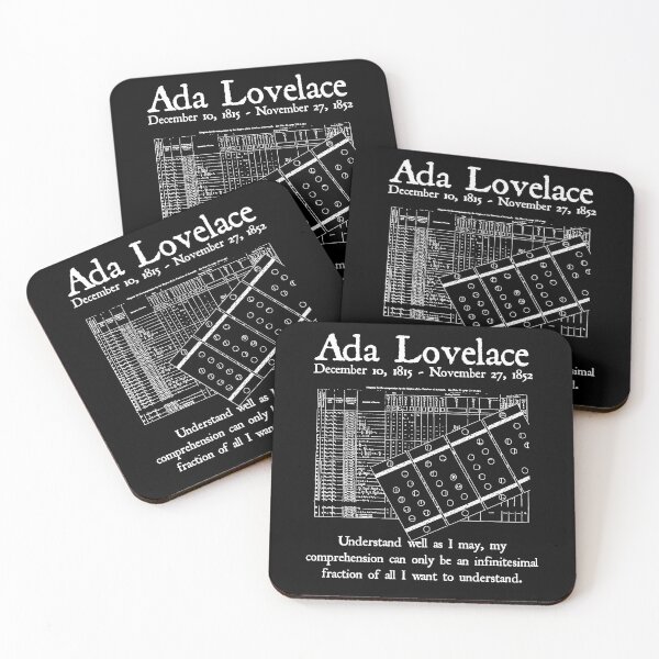Item preview, Nerdy Vintage Ada Lovelace Understand Well as I May Math Science Teacher White Text designed and sold by MathWare MathClips.