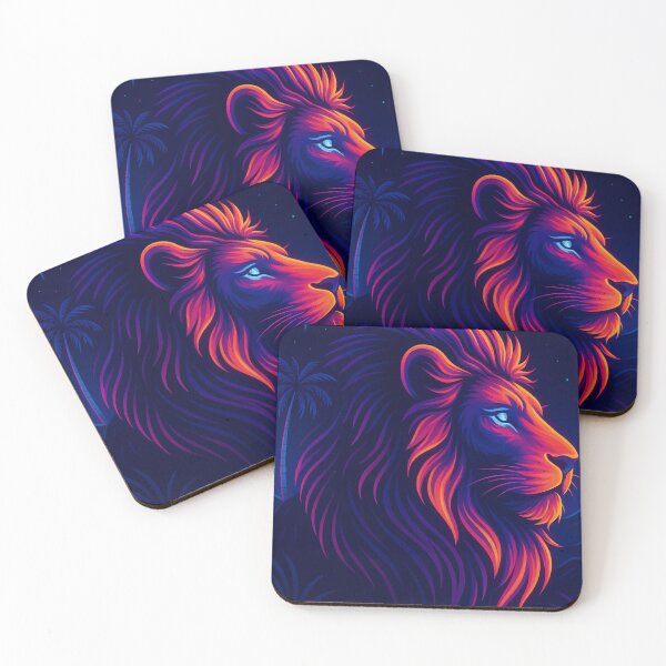 Item preview, Neon Lion Vaporwave Cyber Art designed and sold by GolabMagic.